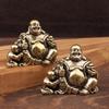 Antique Copper Maitreya Buddha Statue Small Desktop Brass Ornament Home Decor Sculptures Religions Room Desk Decoration