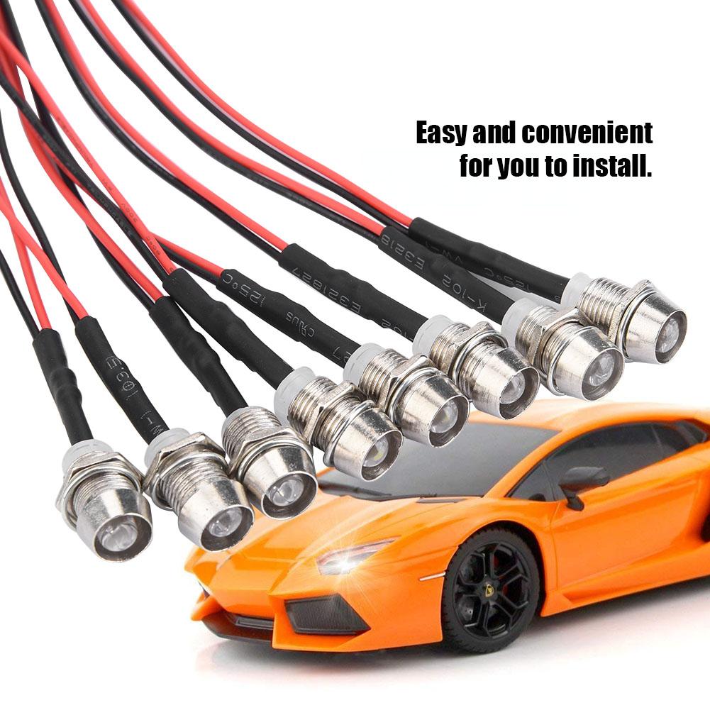 8PCS 5mm Headlights and Taillights LED Lights RC Model Drift Car Accessory