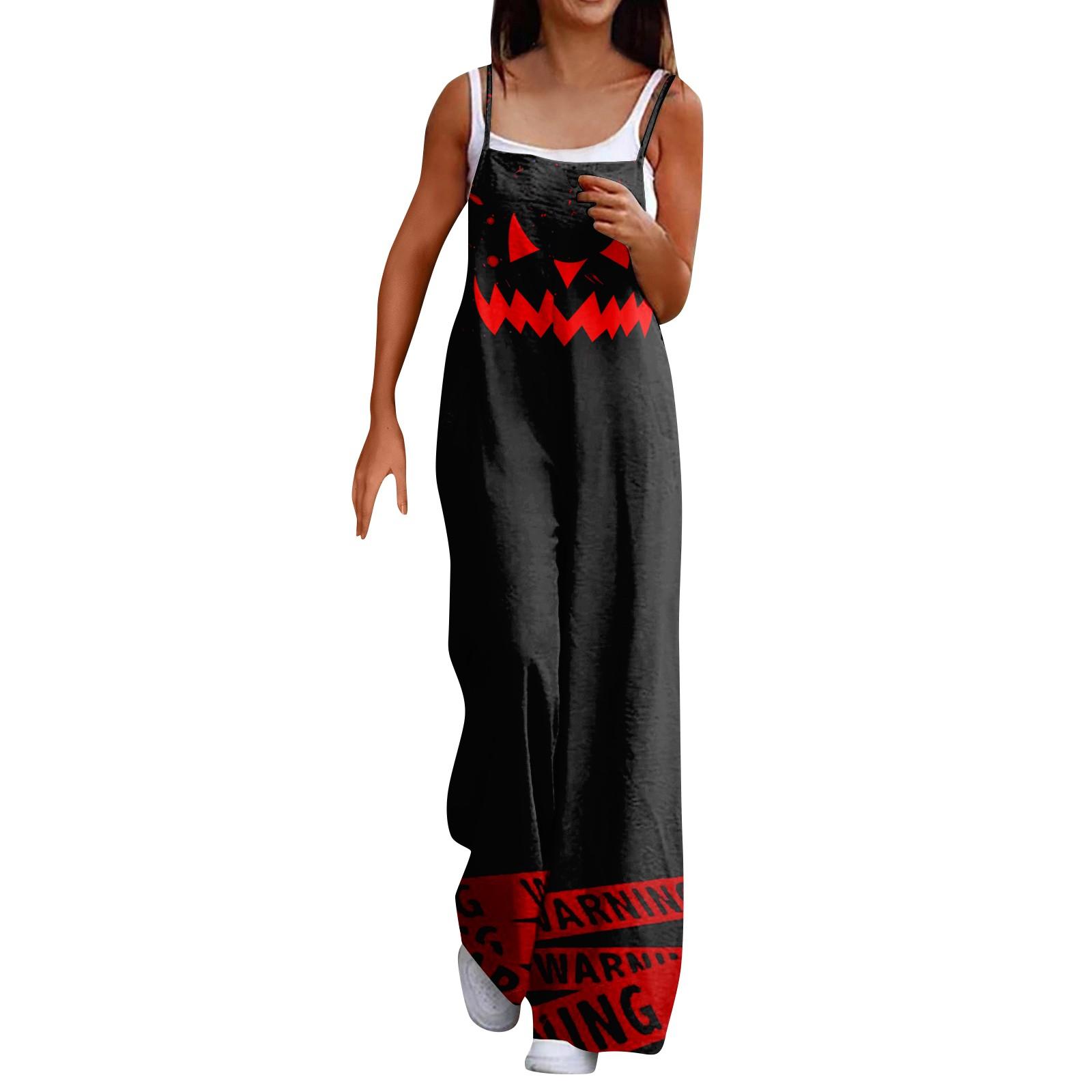 

Широкий комбинезон для женщин, повседневный свободный комбинезон без рукавов с принтом и пуговицами, длинные брюки, комбинезон с карманами XL