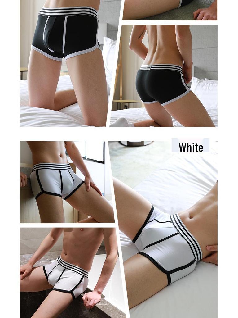 Men's Pure Cotton Boxer Briefs: Solid Color Trendy Sports Trunks