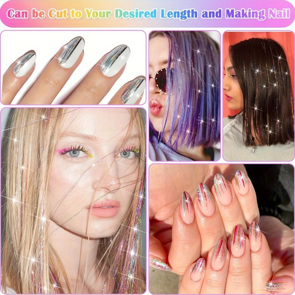 high quality6000 Strands Hair Tinsel Kit, 20 Colors, Glitter Heat-Resistant Hair Extensions, Fairy Hair Sparkle Tool Set, for Women & Girls, Party