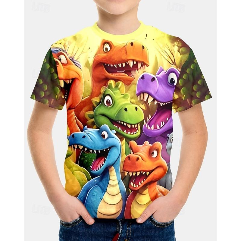 

Boys 3D Dinosaur T shirt Tee Short Sleeve Summer Spring Fashion Basic Kids 4-12 Years Crew Neck Outdoor Casual Daily Regular Fit 110cm