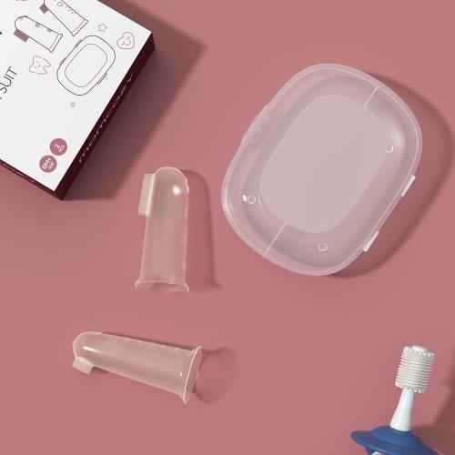 Momcosy Silicone Finger Toothbrush for Babies, Baby Finger Toothbrush for Training, Infant Oral Cleaner, Silicone Toothbrush, 2 Pieces