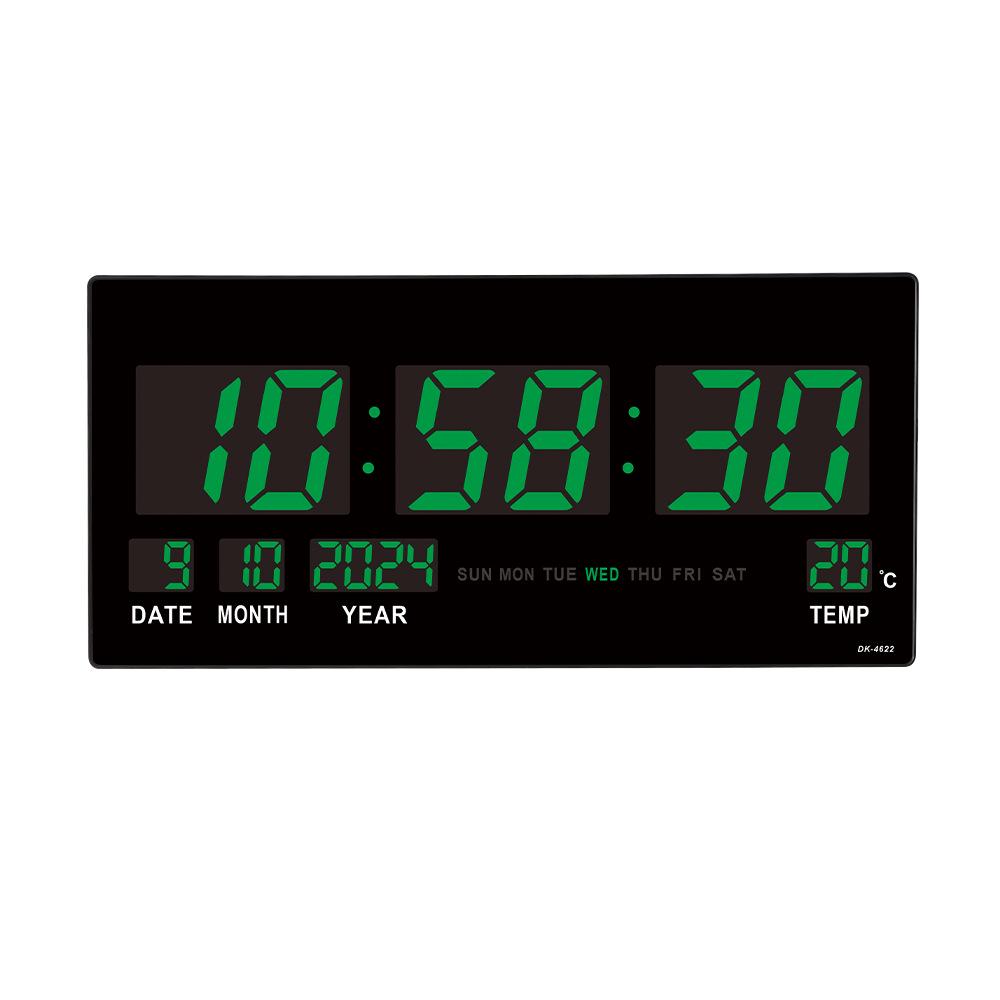 Large LED Wall Clock - English Display with Plug-in Feature for Living Room