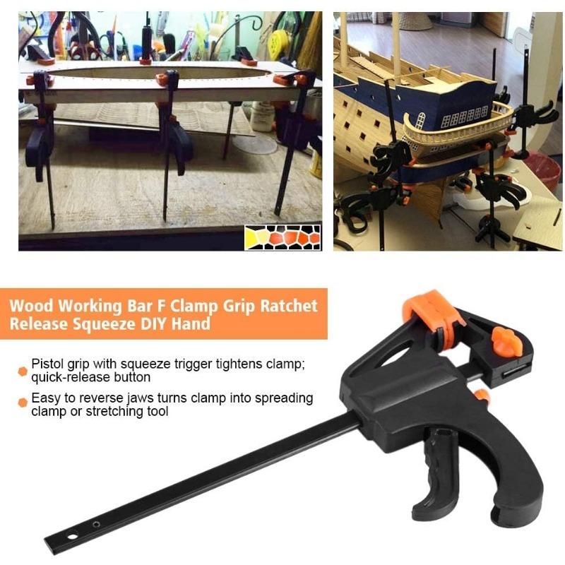 1pcs Plastic Woodworking Clip Bar F Clamp Grip Quick Ratchet Release Squeeze DIY Hand Gadget Tool