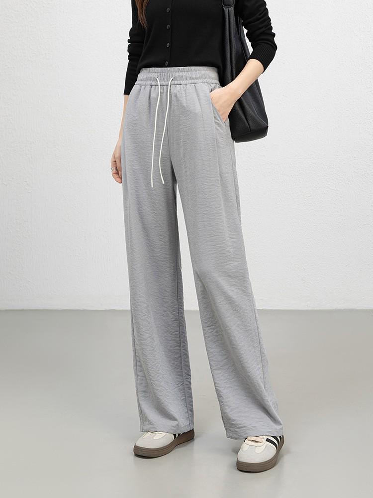 Cloud-Feel Velvet Elastic Waist Drawstring High-Waisted Wide-Leg Summer Pants