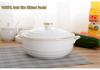 Embossed Ceramic Soup Pot with Lid, Bone China, 8-Inch Large Bowl for Home/Hotel Gift.