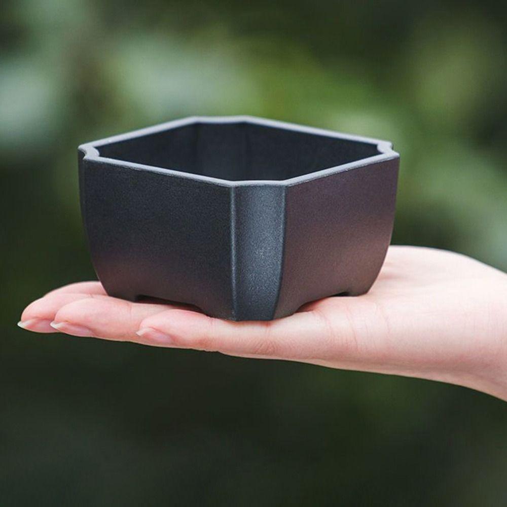 Durable Thick Flower Pot Imitation Purple Clay Bonsai Succulent Basin Simple Plant Bowl  Home