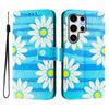 Blue Daisy Luxury Painted Leather Case Wallet PU Leather Book Style Cover for Samsung Galaxy S21 S22 S23 S24,A13 A15 A16 A06 A54...