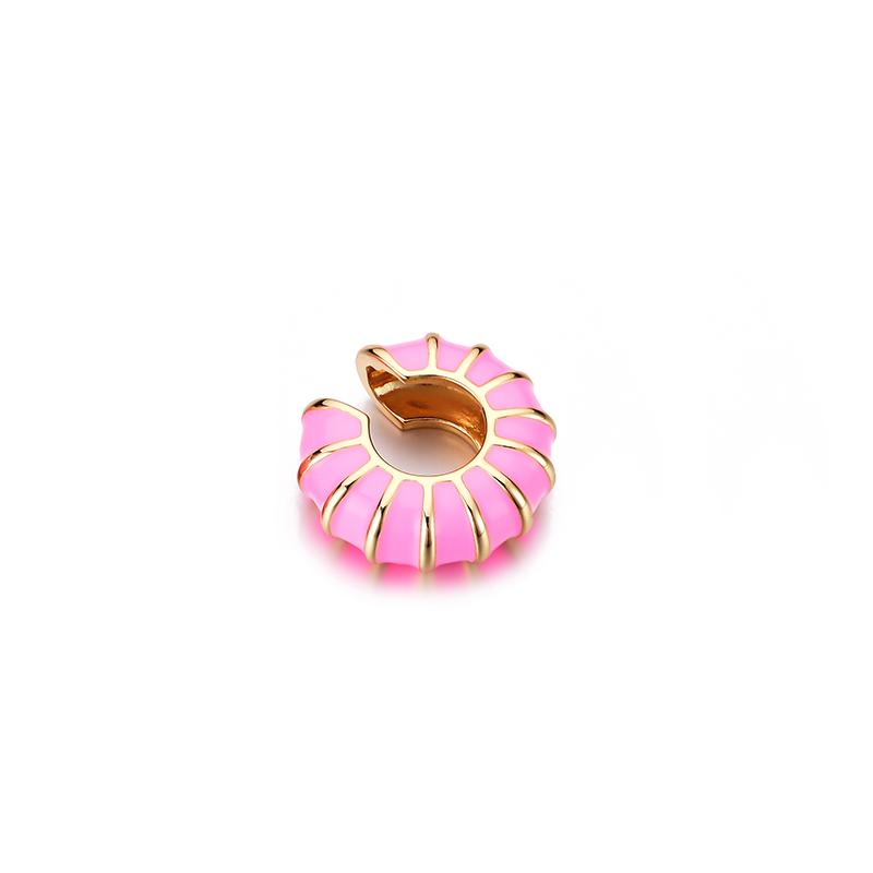 1 Piece Round Clip On Earrings Ear Cuffs Bohemian C Shaped Enamel Gold Color Zircon Non-Piercing Blue Black White Pink Earrings