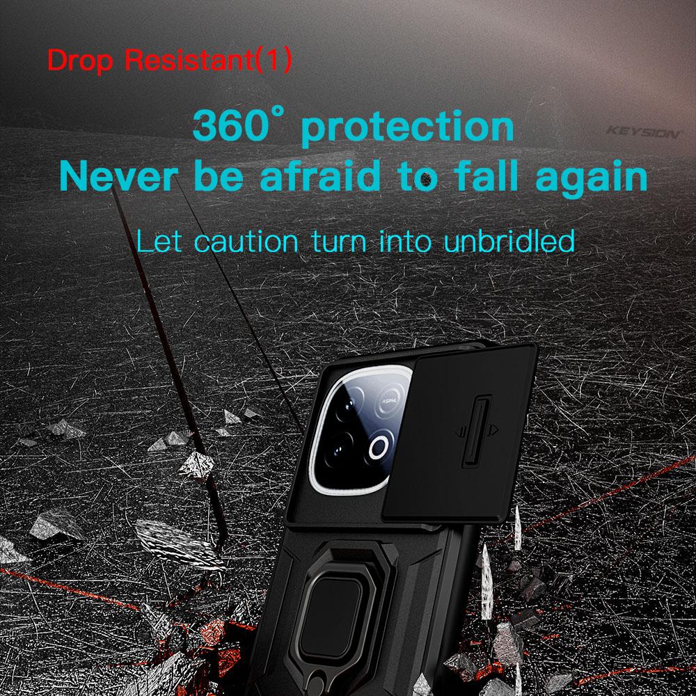 KEYSION Shockproof Armor Case for for IQOO Z10 Turbo Pro 5G Slide Camera Protection Ring Stand Phone Cover for IQOO Z10 Turbo 5G
