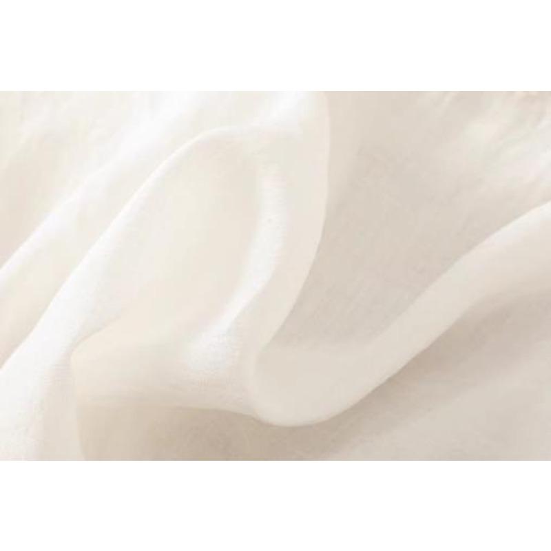 Ladies Shirt Spring Summer Round Neck Embroidered Women's Blouse Elegant Linen Lady Loose