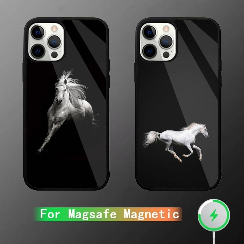 Domineering Cool Horse Phone Case For iPhone 16,15,14,13,12,11,Plus,Pro,Max Mini Magsafe Magnetic Wireless Charging