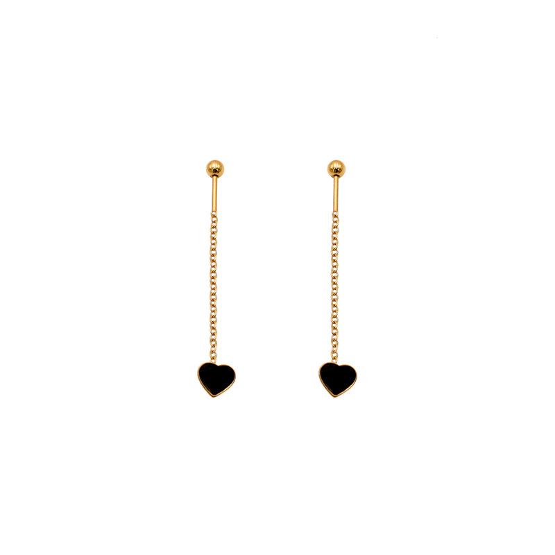 Korean Simple Long Fringed Earrings Versatile Style Earrings Chain Peach Heart Stud Earrings Niche Jewelry