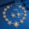 Crystal Flower Jewelry Set Exquisite Necklace Earrings Set Rhinestone Necklaces Earrings  Banquet