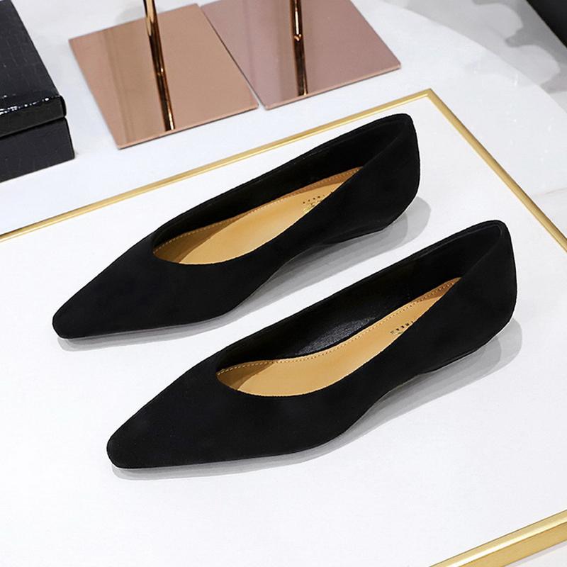 

Women Flocks Casual Shoes Pointed Toe Shallow Mouth Single Shoes Lady Daily Outdoor Office Loafers Comfy Walking Shoes Size35-43 43 чорний