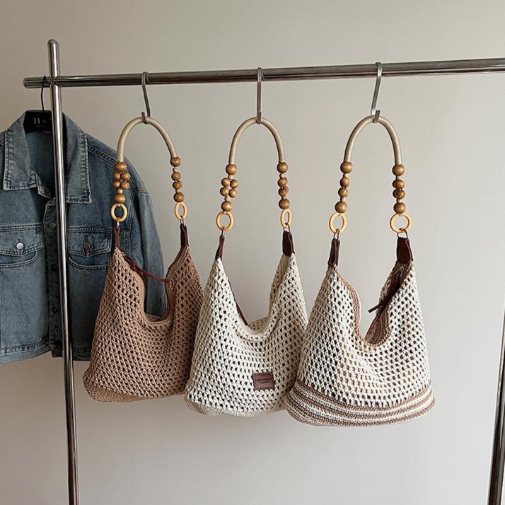 Holiday Style Woven Bag Women's New Knitted Hollow Shoulder Bag Fashionable Large-capacity Messenger Bag Beach Bag