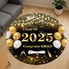 1pc Class Of 2025 Congrats GRAD Round Chair Mat Area Rug - Non-Slip, Floor Mat for Office, Bedroom, and Indoor Decor -1002268