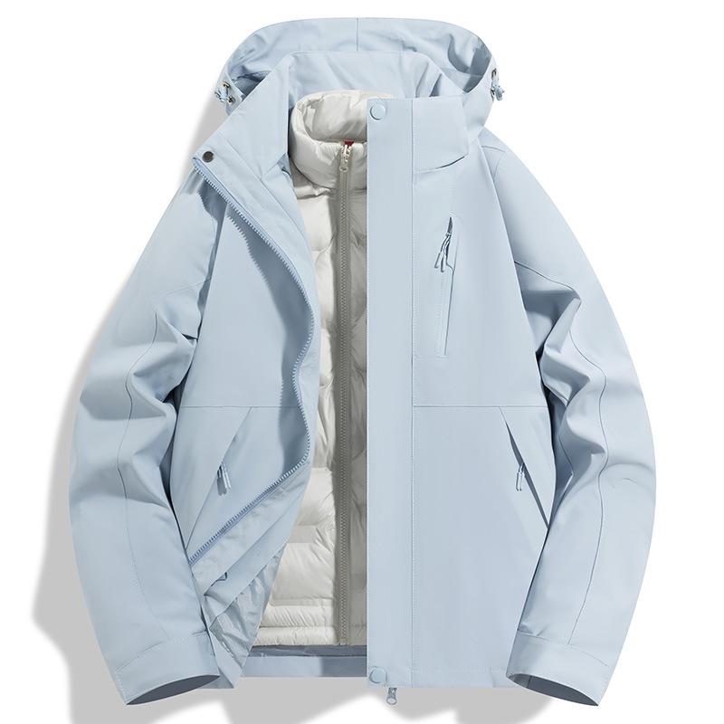 Men's Autumn/Winter Windproof 3-in-1 Down Jacket - Warm, Velvet-Lined Sports Coat