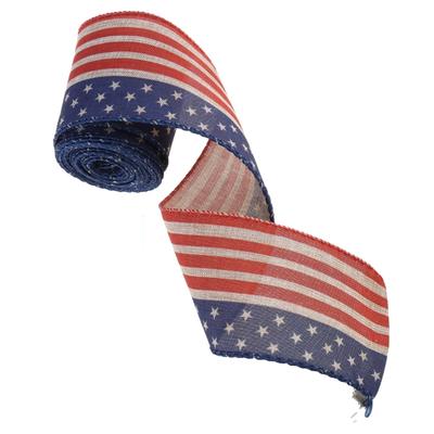 Patriotic Stripe Wire Satins Ribbon for Veterans Day Independence Day Memorials Day Gift Wrapping Decors Ribbons