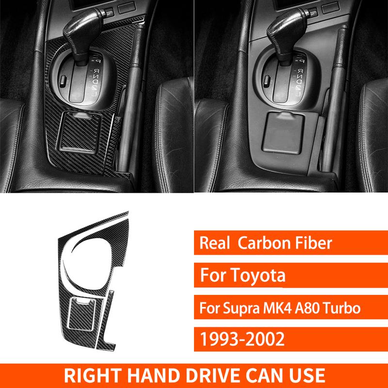For Toyota Supra MK4 A80 Turbo 1993-1999 Real Carbon Fiber Stickers Central gear shift storage panel Car Accessories decorative