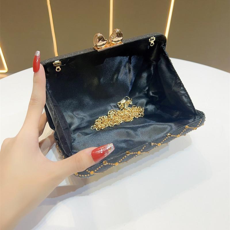 2025 Luxury Women Rhombus Pattern Diamond Evening Clutch Bag Elegant Rhinestone Wedding Party Handbag Fashionable Crossbody Bag