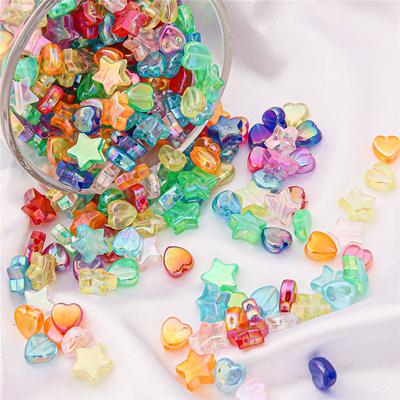 100 pezzi 10 mm di colore caramella stella cuore acrilico perline sciolte distanziatore per accessori per la creazione di gioielli fai da te