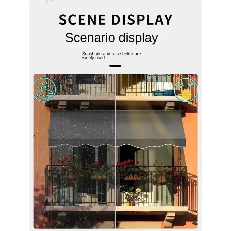 Terrace Sunshade Foldable and Retractable Sunshade Rain and Sun Protection Side Sunshade Eaves Outer Door Canopy Awning
