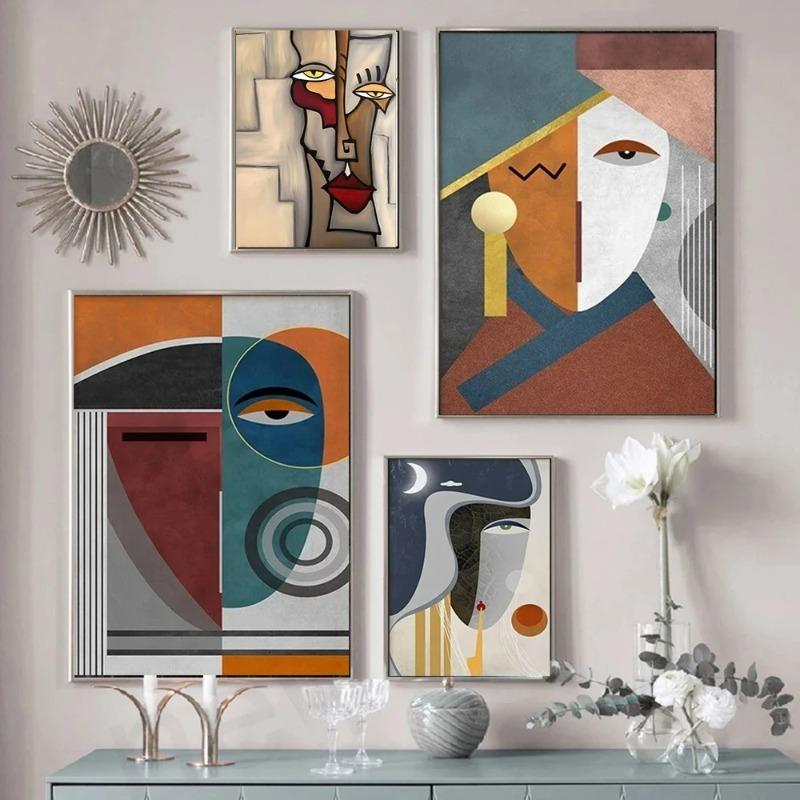 Severský Abstraktní Figura Geometrický Morandi Nástěnné Umění Plátno Obrazy Plakátové Tisky Estetický Moderní Obývací Pokoj Ložnice Domácí Dekorace