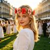 Coroa de Flores para Noiva Boho Coroa de Flores Artificiais Tira Elástica Guirlanda de Cabelo para Feriado Casamento Faixa Floral para Madrinhas Damas de Honra