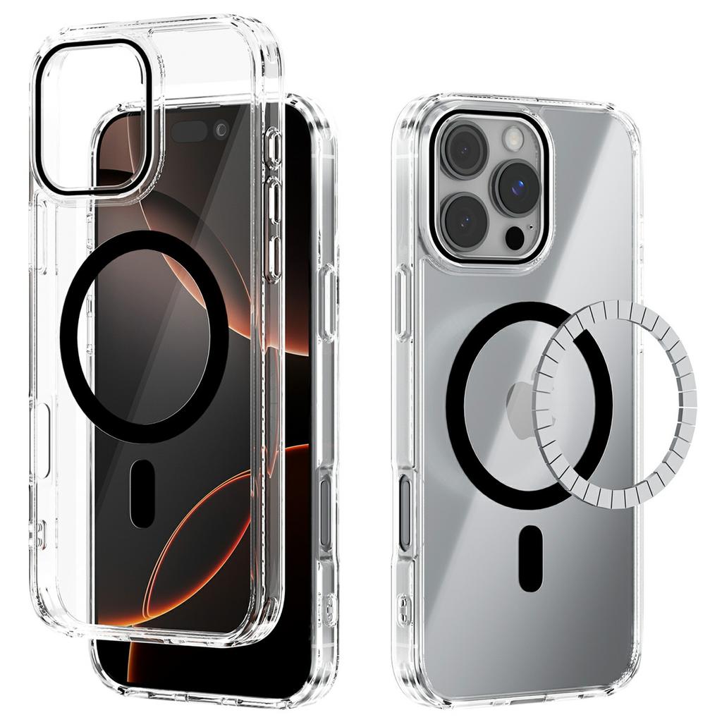 For iPhone 16 Pro Max Case Compatible with MagSafe Anti Scratch Clear TPU PC Phone Back Cover