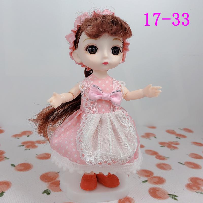 17cm 8-Point BJD Princess Doll with Denim Wedding Dress - 6-Inch Dress-Up Toy Set with Tops and Shorts