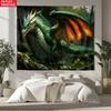 Green Dragon Fantasy Mythical Creature Tapestry Wall Art Decor For Bedroom Gaming Room Home Decor Fantasy Dragon Print