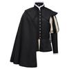 Medieval Renaissance Mens Black Long Robe With Cloak For Formal Events