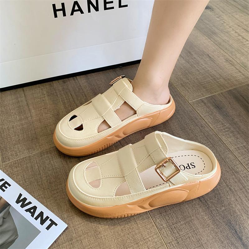 Thick Sole Sandals Women Fashion Hollow Out Color Blocking Beach Slippers Summer Outdoor Casual Slides