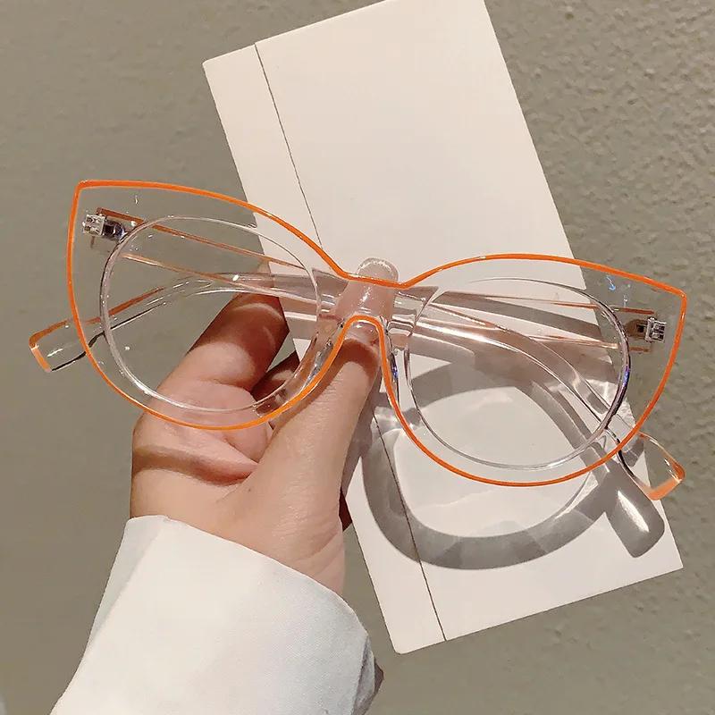 Anti Blue Light Glasses for Women Luxury Brand Designer Cat Eye Eyewear Fashion Punk Cartoon Line Frame Glasses