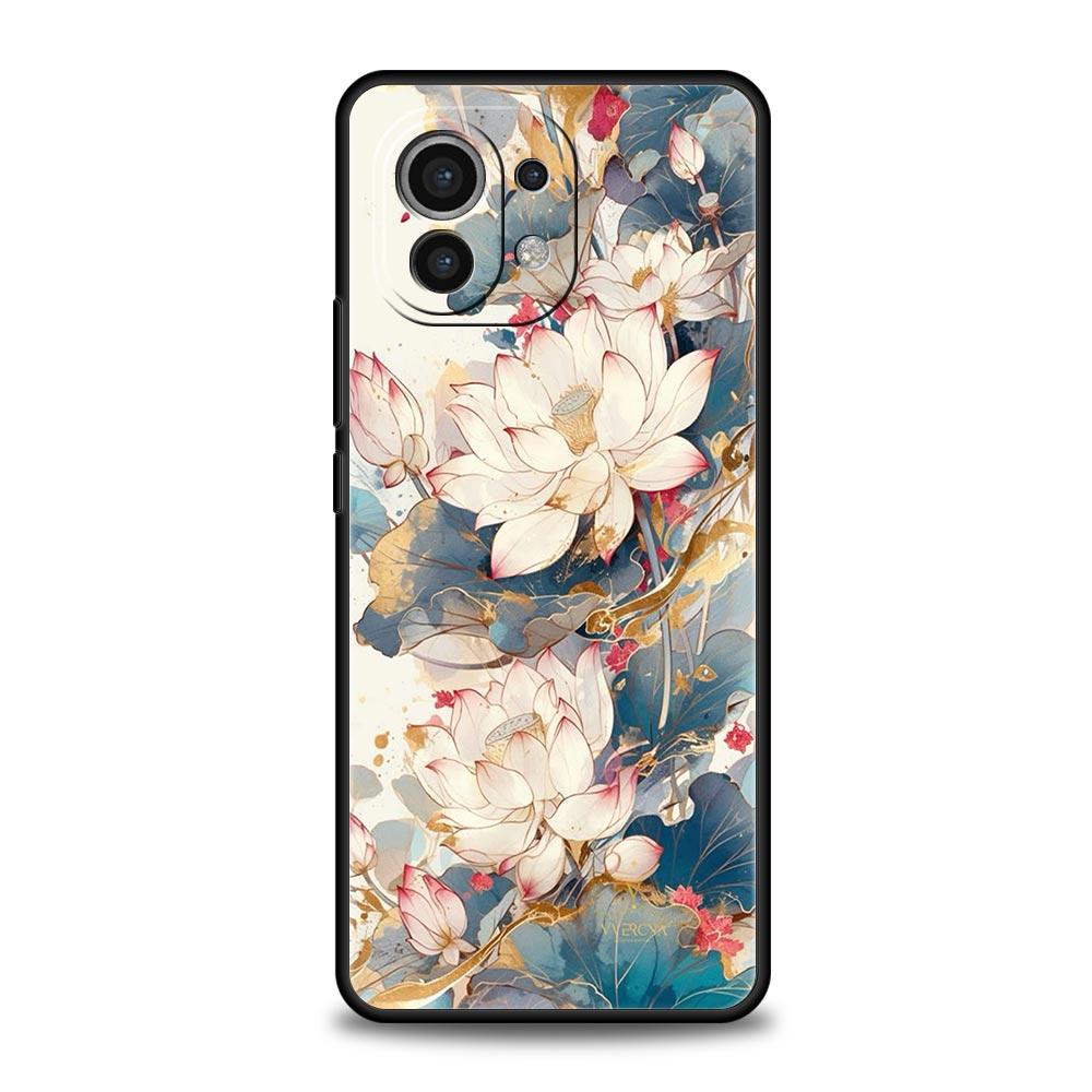 

Чехол для телефона с рисунком цветов в технике суми-э для Xiaomi 17 14 15 13 14T 13T 12T 11T Pro 12 11 Lite Poco X7 X5 X3 NFC F7 F6 Мягкий чехол Xiaomi 14 Pro