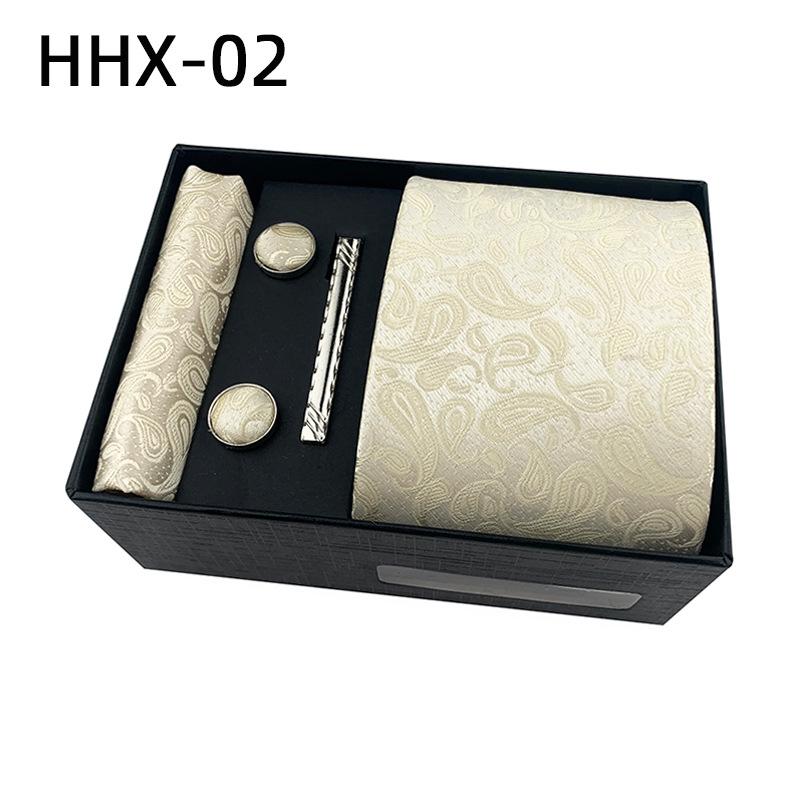 Paisley Men'S Tie Square Cuff Tie Clip Gift Box Set Business Casual Tie Black Gift Box