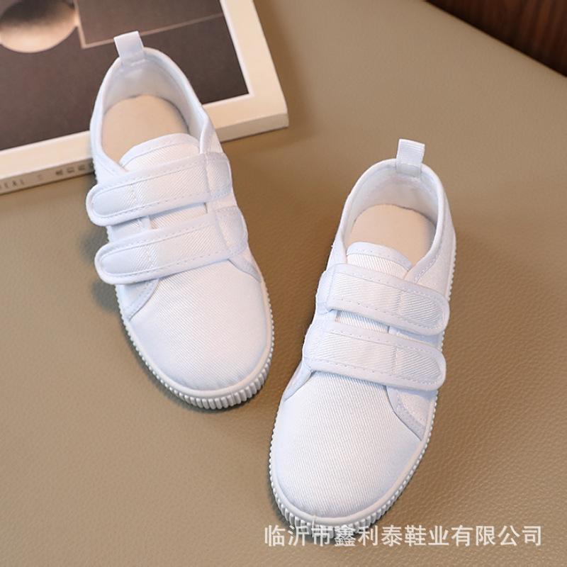 Children's performance boys and girls little white shoes canvas shoes new indoor non-slip kindergarten students dance shoes