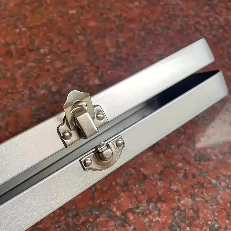 Scatola Rettangolare in Metallo Grigio Argento Resistente con Coperchio - Ideale per Conservare Bollette, Cosmetici, Cancelleria - Perfetta per Casa, Ufficio