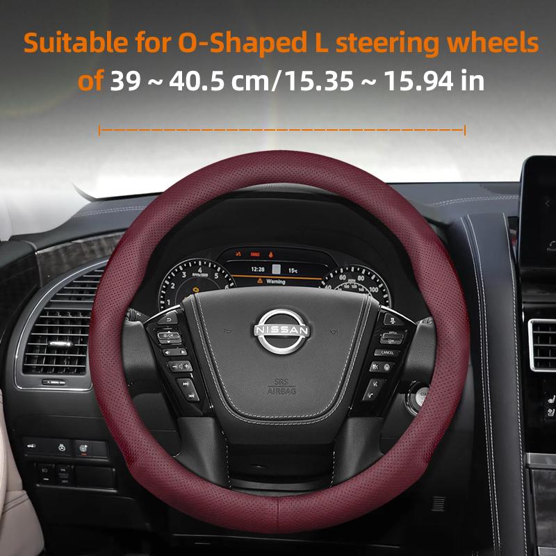 Suitable for Nissan Ultra-Thin Breathable Leather Steering Wheel Cover Suitable for Qashqai J10 J11 March Terrano2 Pathfinder R51 Note E12 Almera