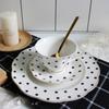 Black-and-white Hepburn Vintage Breakfast Plate Ceramic  Striped Wave Dot Tableware Dinner Plates  Dishes