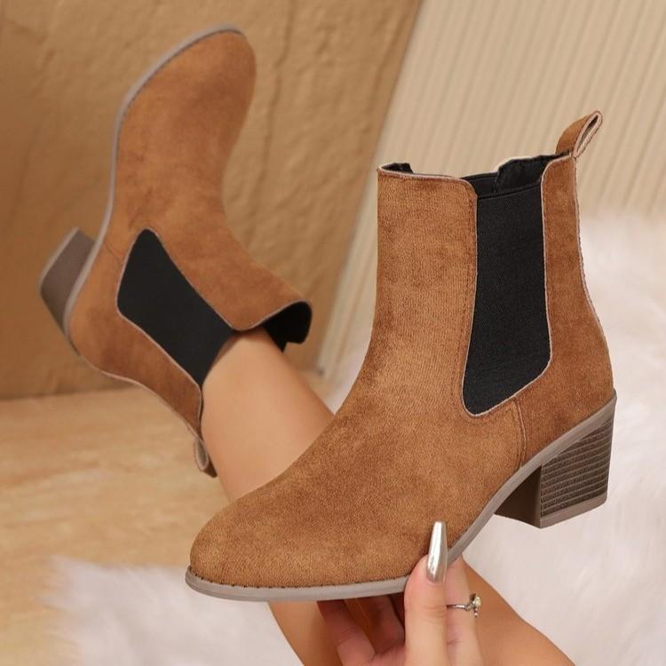 Fashion Leopard Winter Sexy Women Ankle Boots Autumnwinter Female Short Zip Chelsea Boots Retro Round Toe Square Heel Size 36-43