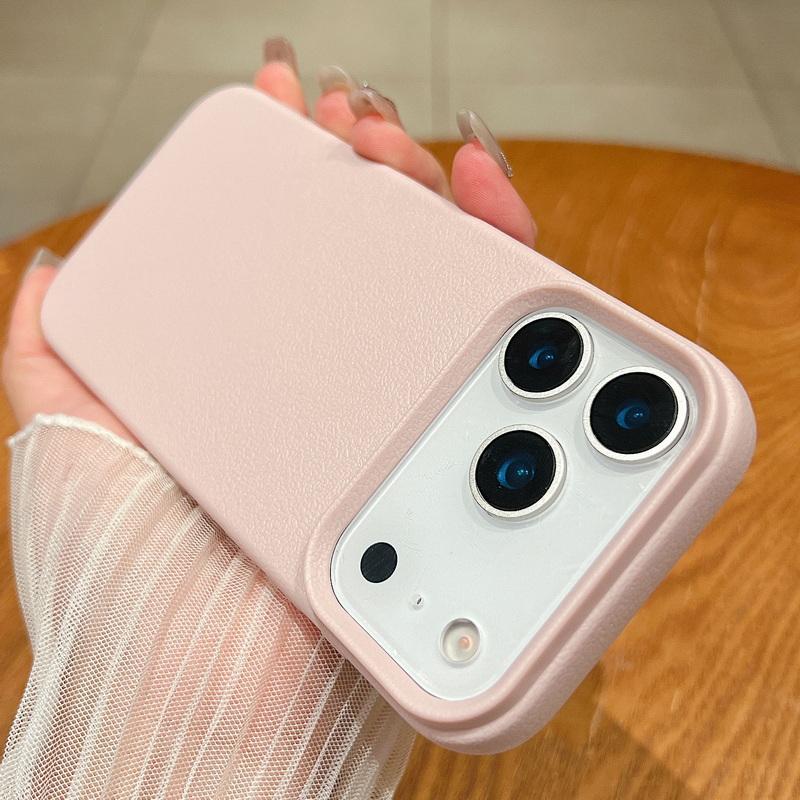 Leather Texture Soft TPU Shockproof Phone Case For iPhone 17 Air 16 15 Pro Max 12 13 14 15 Pro 11 Solid Color Silicone Cover Fundas