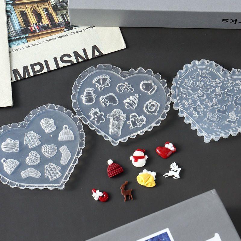 Christmas Snowman Christmas Tree 3D Nail Mold Elk Gingerbread Man Nail Decorations Diy Design Silicone Manicure Mold Nail Art