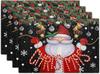 4/6pcs Funny Santa Snowflake Print Single-Sided Heat Resistant Christmas Placemat Set for Holiday Table Decor