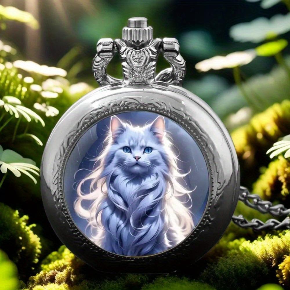 Color Pattern Medium Pocket Watch Retro Flip Decorative Necklace Watch Personality Trend Male and Female Students Quartz Watch