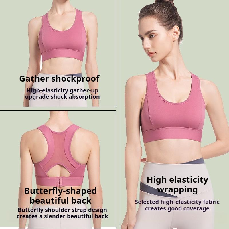 Thin Mesh Beautiful Back Fitness Running Sports Bra Women's Hollow High-strength Shockproof Yoga Sports Bra