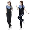 Sports Suit Women's Summer Loose Thin Short-sleeved Contrast Shirt Straight Trousers Casual Two-piece Set