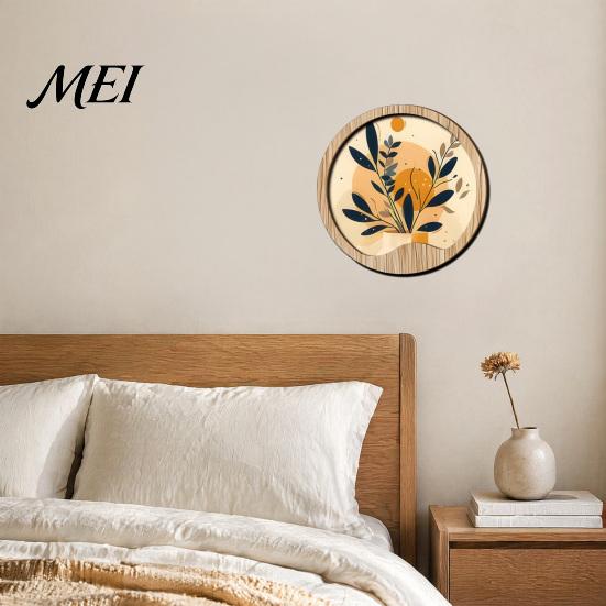 Nature Art Prints for Home Wall Nordic Wooden Sign, Round Botanical Landscape Hanging Decor Living Unique Housewarming Gifts Friends Room Bedroom,